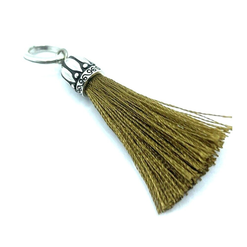 Brighton Tahlia Tassel Brown Long Strands Silver Pendant Charm